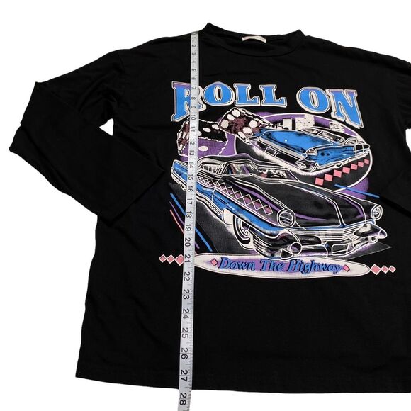 Lowrider Tee Shirt Roll On Down The Highway Graphic Long Sleeve Black Sz L - Picture 6 of 10